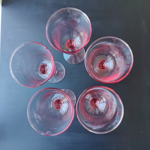 5  🩷 Pink hand blown glass 🍷 Wine or water Goblets | 8 oz Mexico / Spain style - Picture 13 of 14